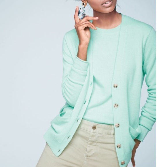 J.Crew Oversized Cardigan in Wool Blend Aqua Blue XS - Picture 1 of 12